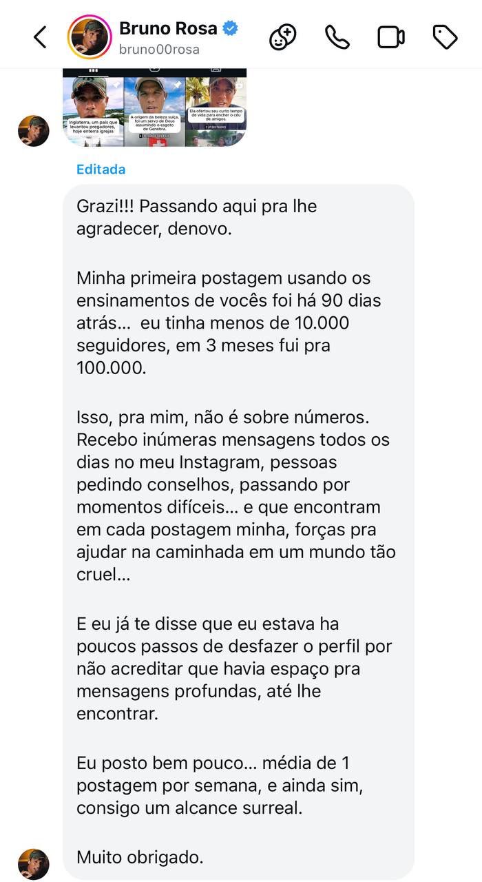 Print de depoimento de aluno no direct